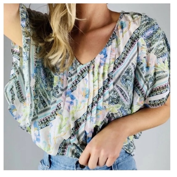 Anthropologie Maeve Maya Top Flutter Sleeve Blouse size 0 - Picture 1 of 10